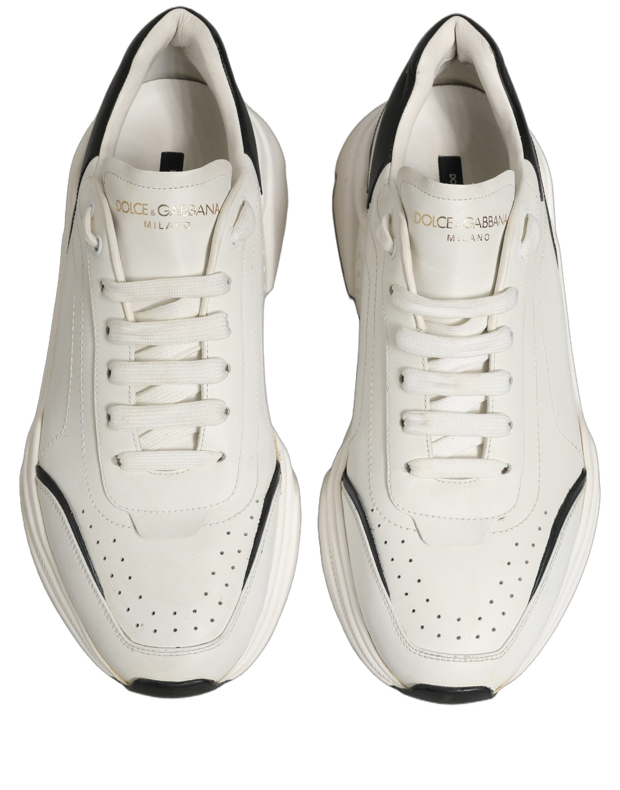 Dolce & Gabbana White Black Daymaster Low Top Sneakers Shoes