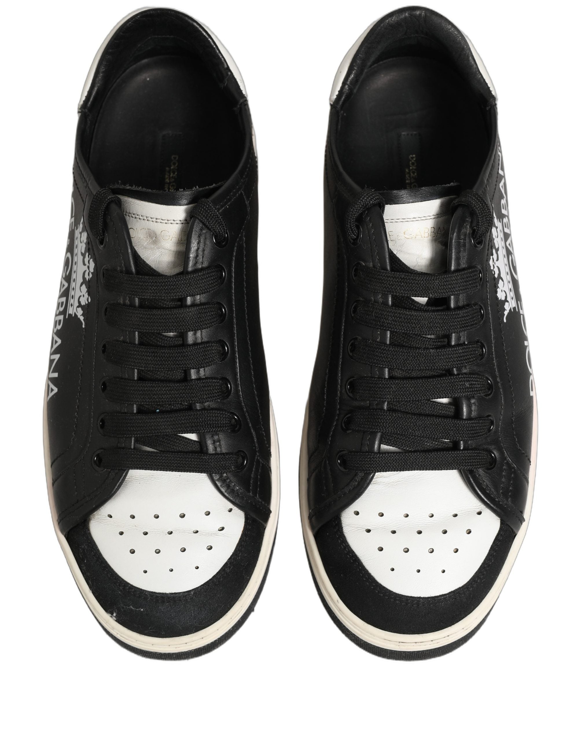 Dolce & Gabbana Black Leather Crown Milano Men Sneakers Shoes