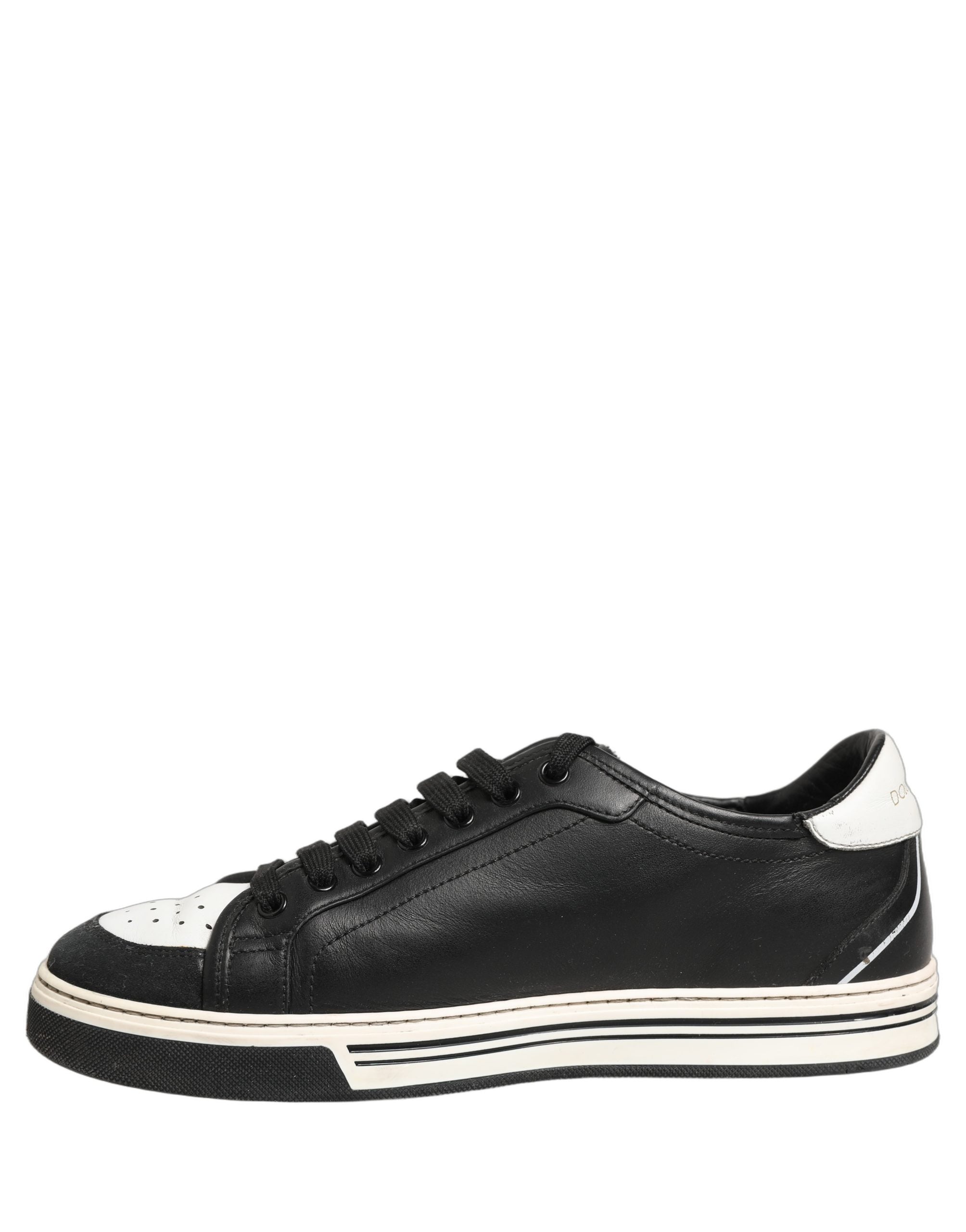 Dolce & Gabbana Black Leather Crown Milano Men Sneakers Shoes