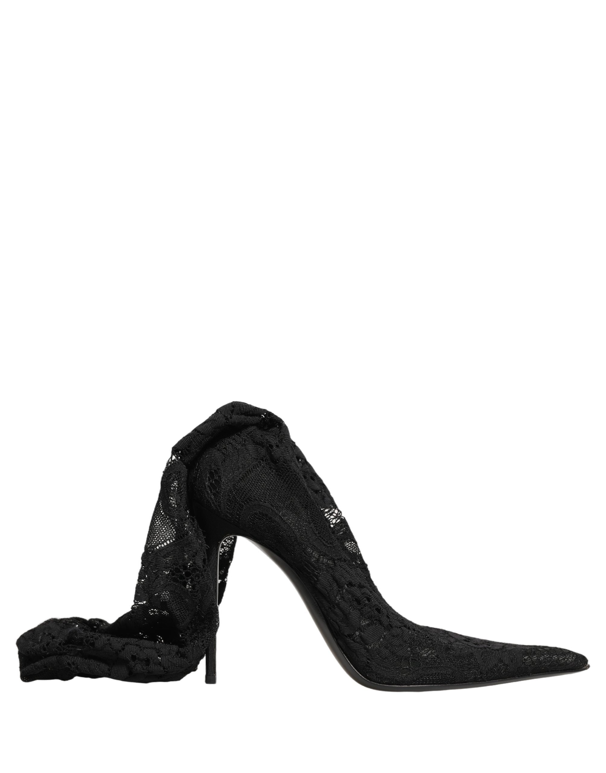 Pre-Owned Dolce & Gabbana Black Taormina Lace Socks Boots Pumps Shoes