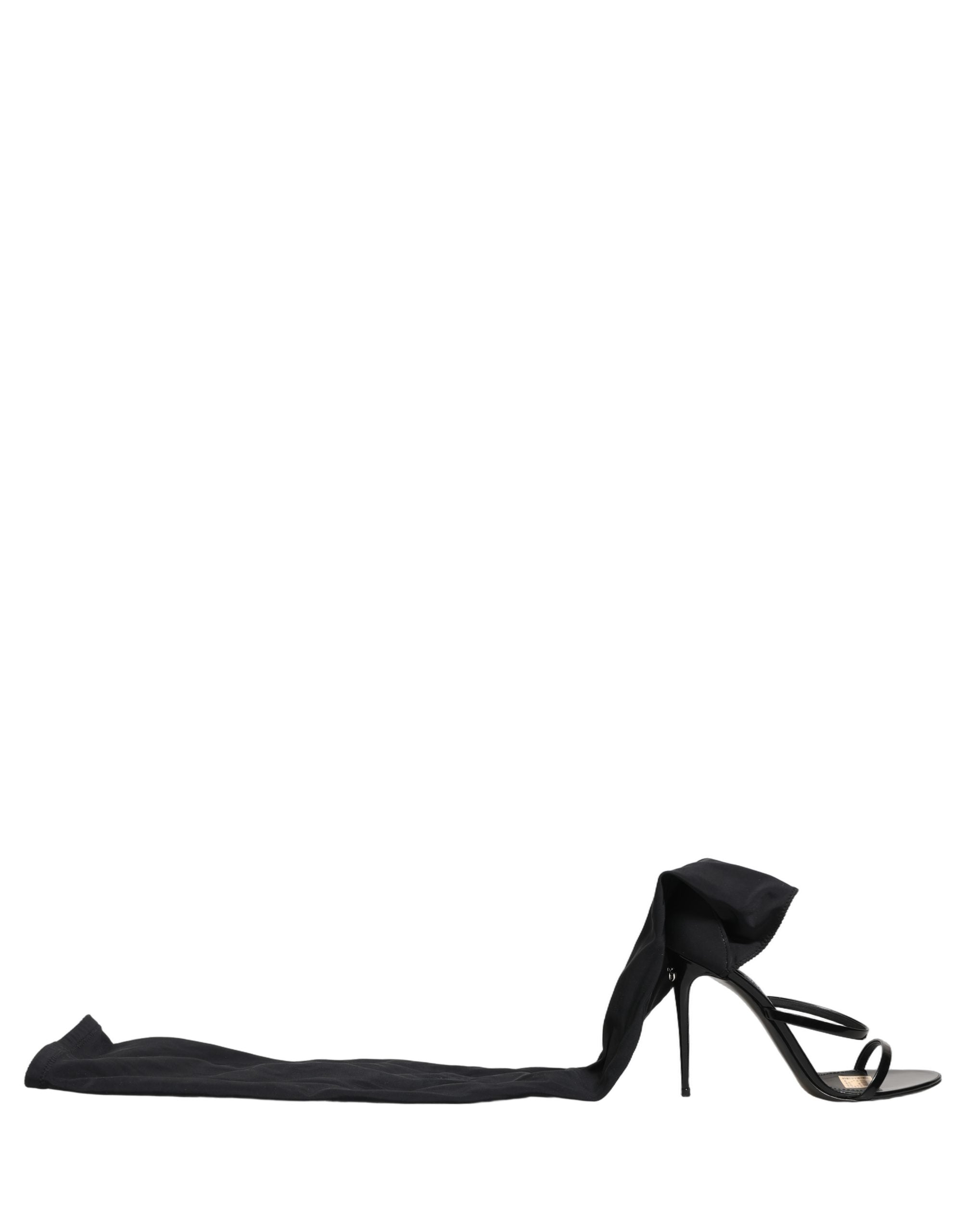 Pre-Owned Dolce & Gabbana Stiletto Sandals Socks Knee High Boots Black