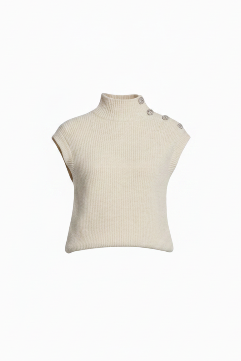 Morgan De Toi Beige Knit Sleeveless Sweater