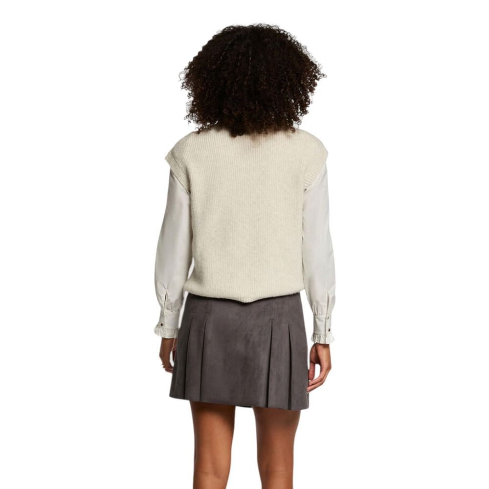 Morgan De Toi Beige Knit Sleeveless Sweater