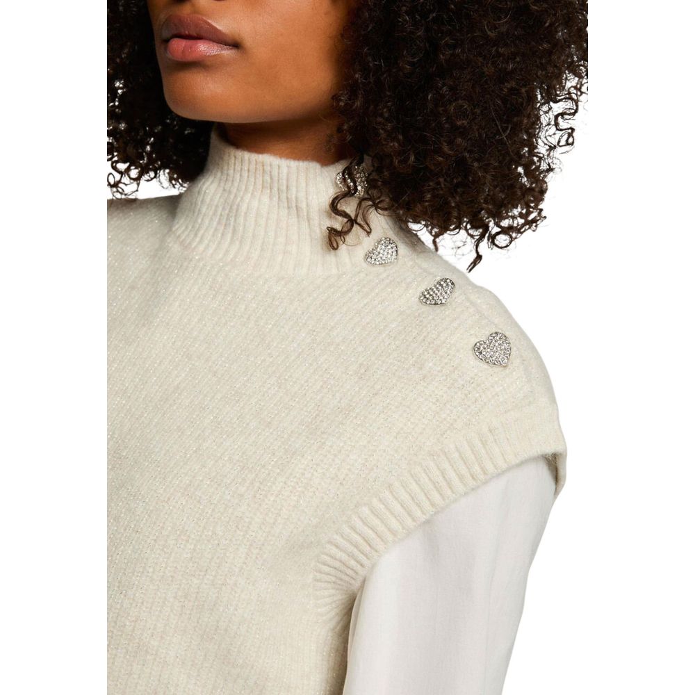 Morgan De Toi Beige Knit Sleeveless Sweater