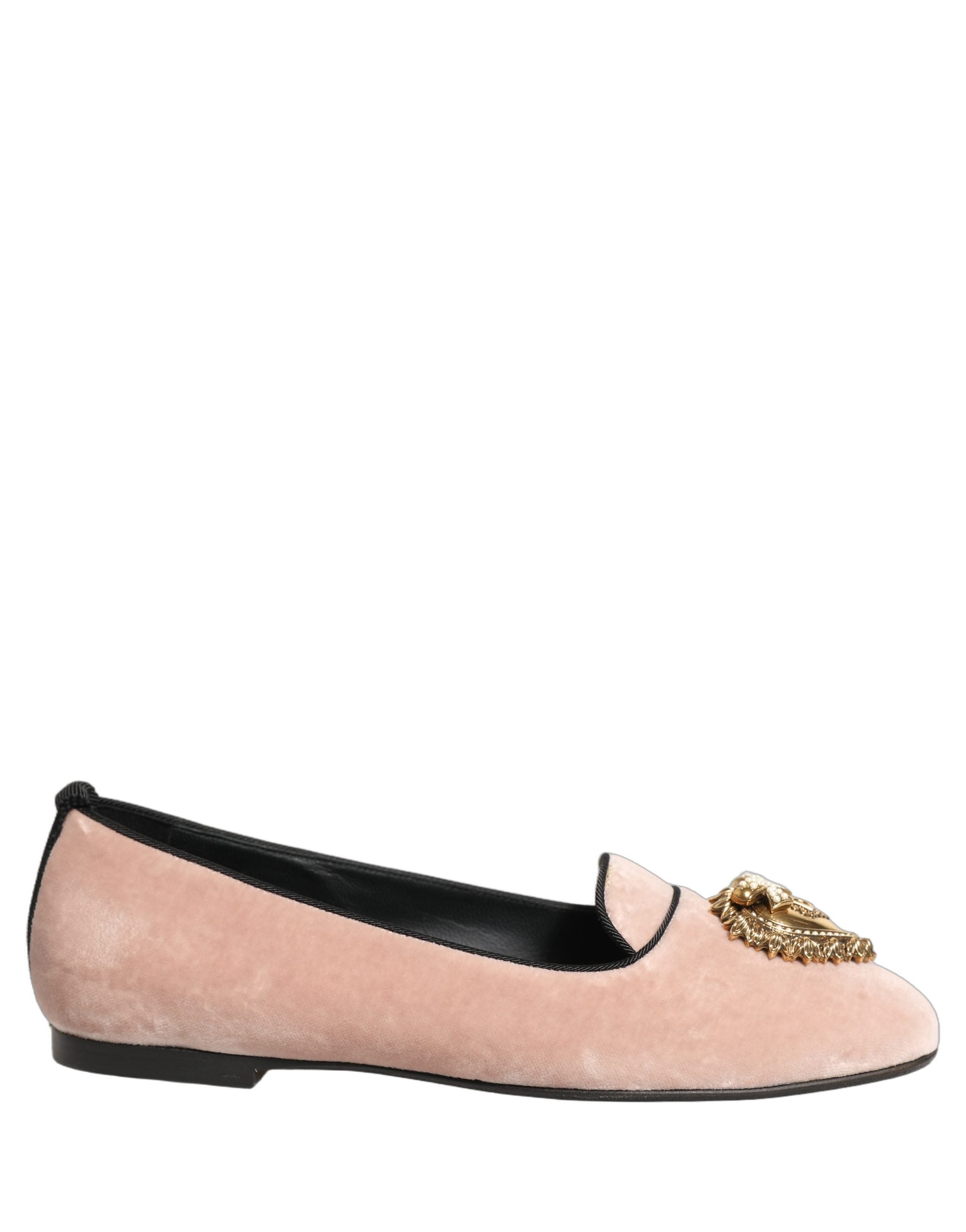 Pre-Owned Dolce & Gabbana Pink Velvet Devotion Loafers Flats Shoes