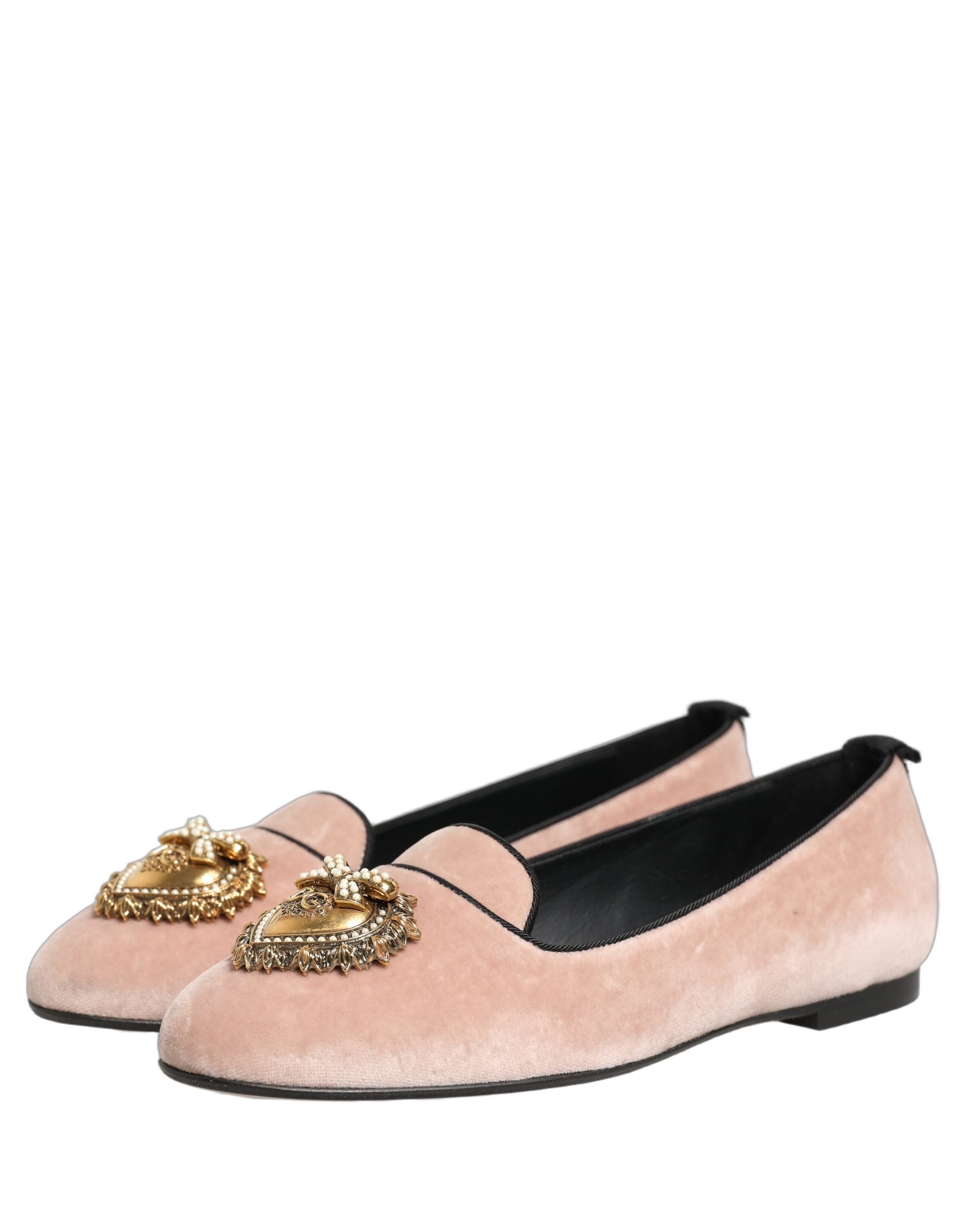 Pre-Owned Dolce & Gabbana Pink Velvet Devotion Loafers Flats Shoes