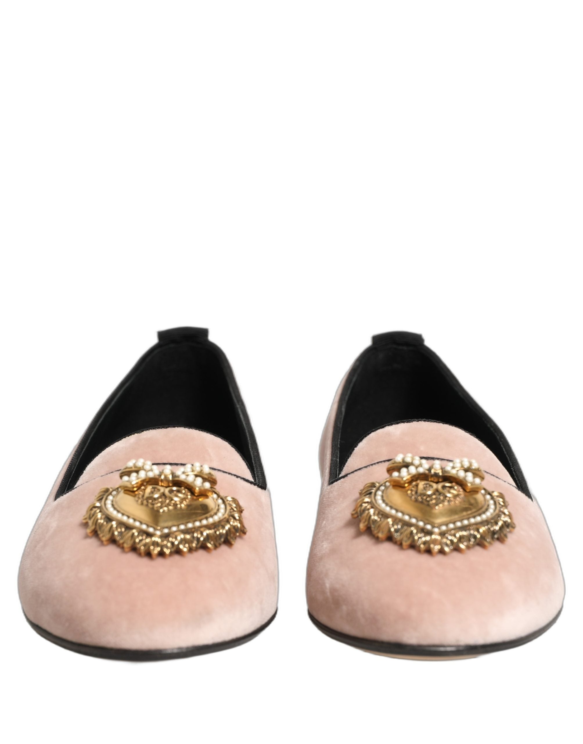 Pre-Owned Dolce & Gabbana Pink Velvet Devotion Loafers Flats Shoes