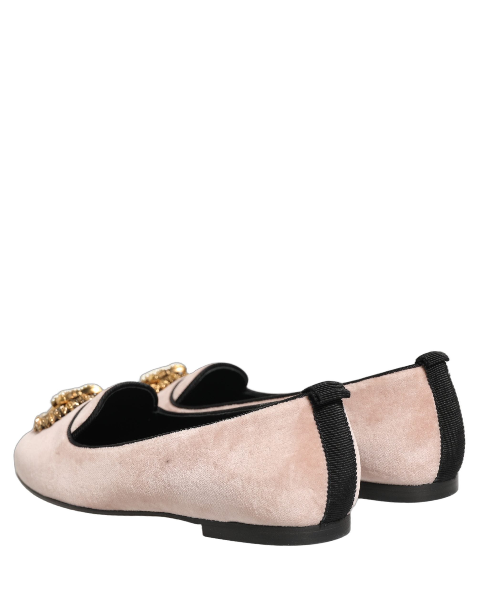Pre-Owned Dolce & Gabbana Pink Velvet Devotion Loafers Flats Shoes