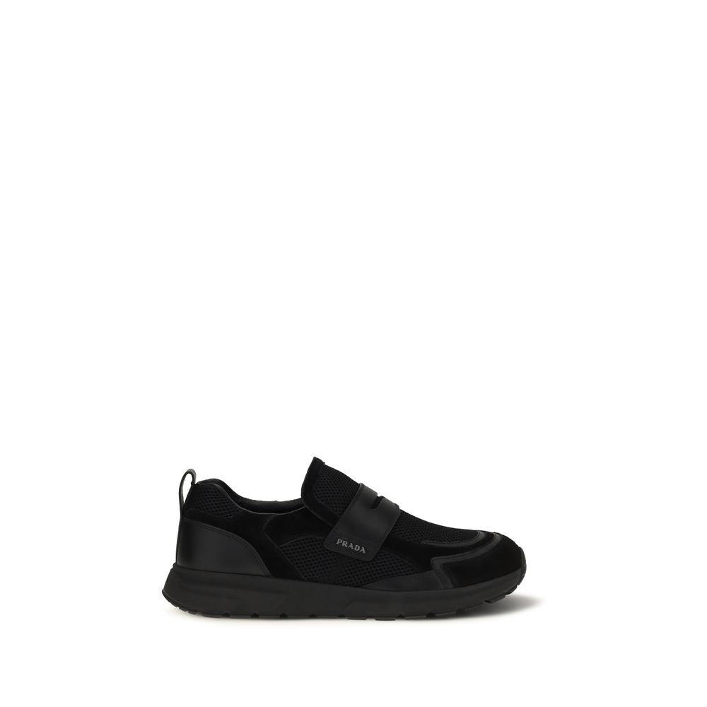 Prada Black Leather Athletic Sneakers