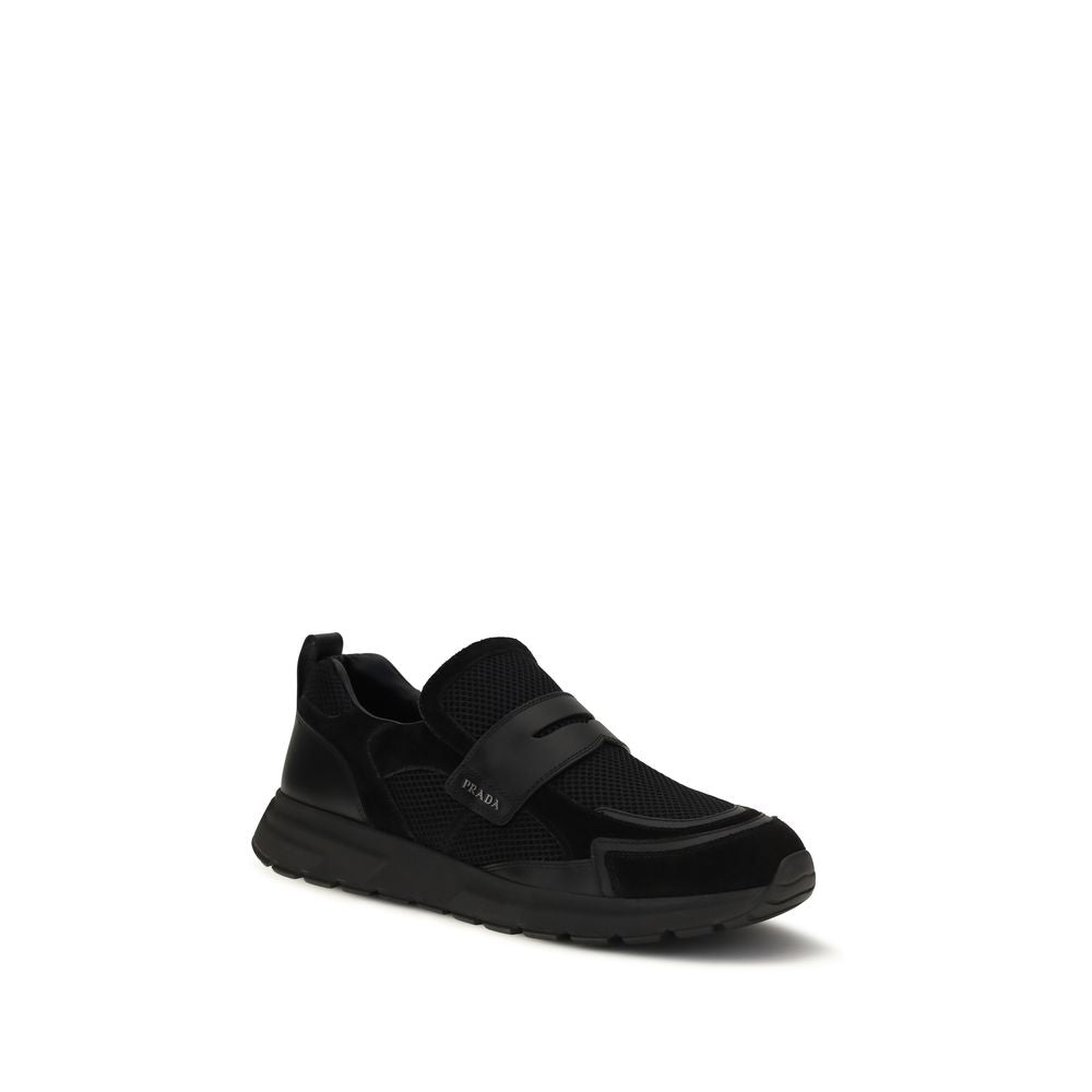 Prada Black Leather Athletic Sneakers