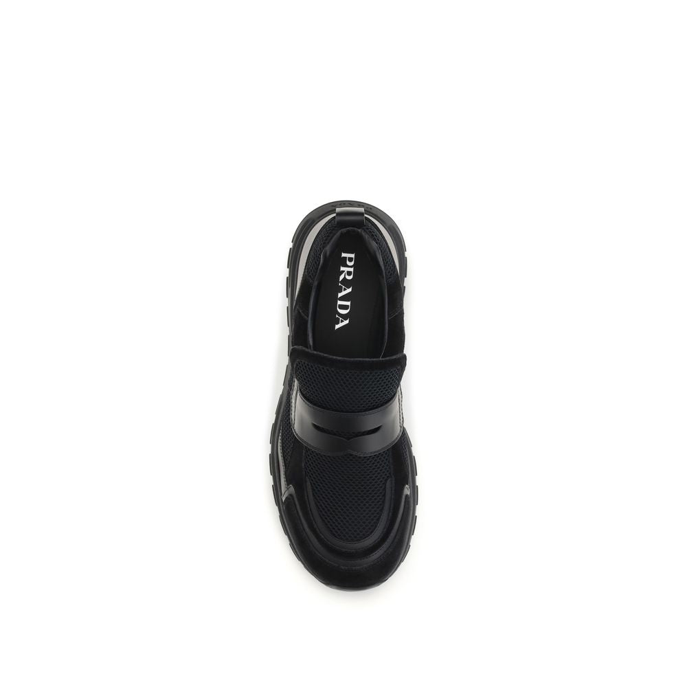 Prada Black Leather Athletic Sneakers