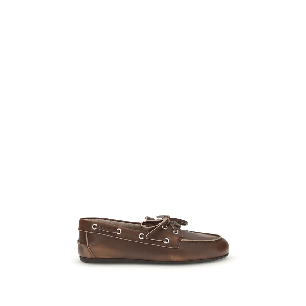 Miu Miu Brown Leather Slip-On Loafers