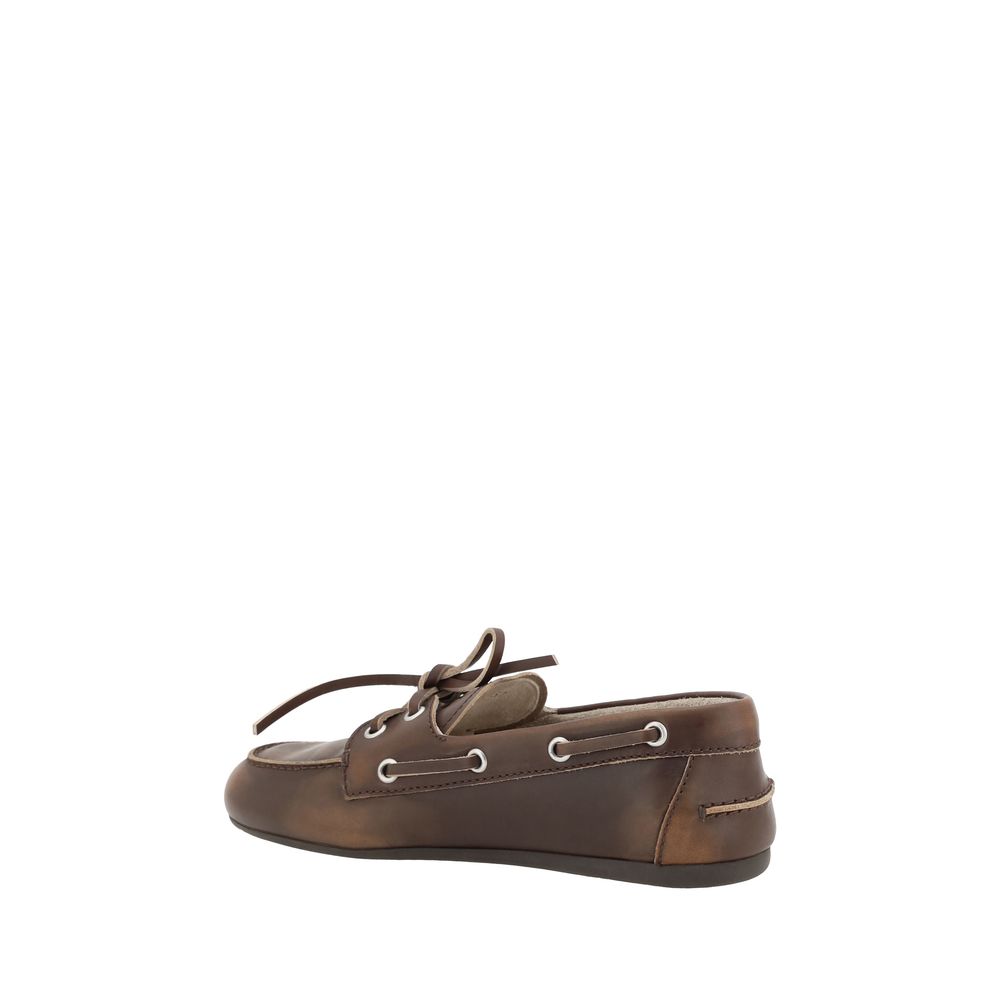 Miu Miu Brown Leather Slip-On Loafers