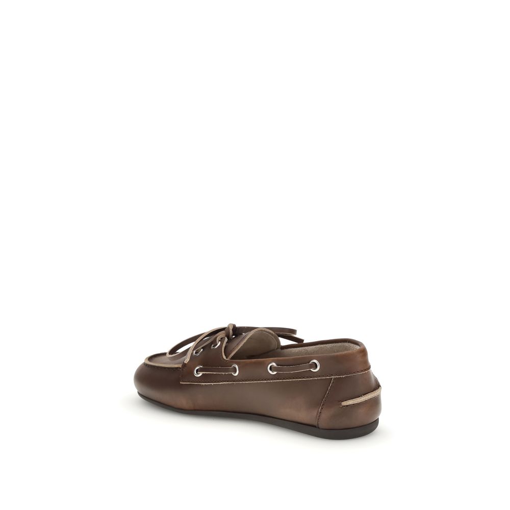 Miu Miu Brown Leather Slip-On Loafers
