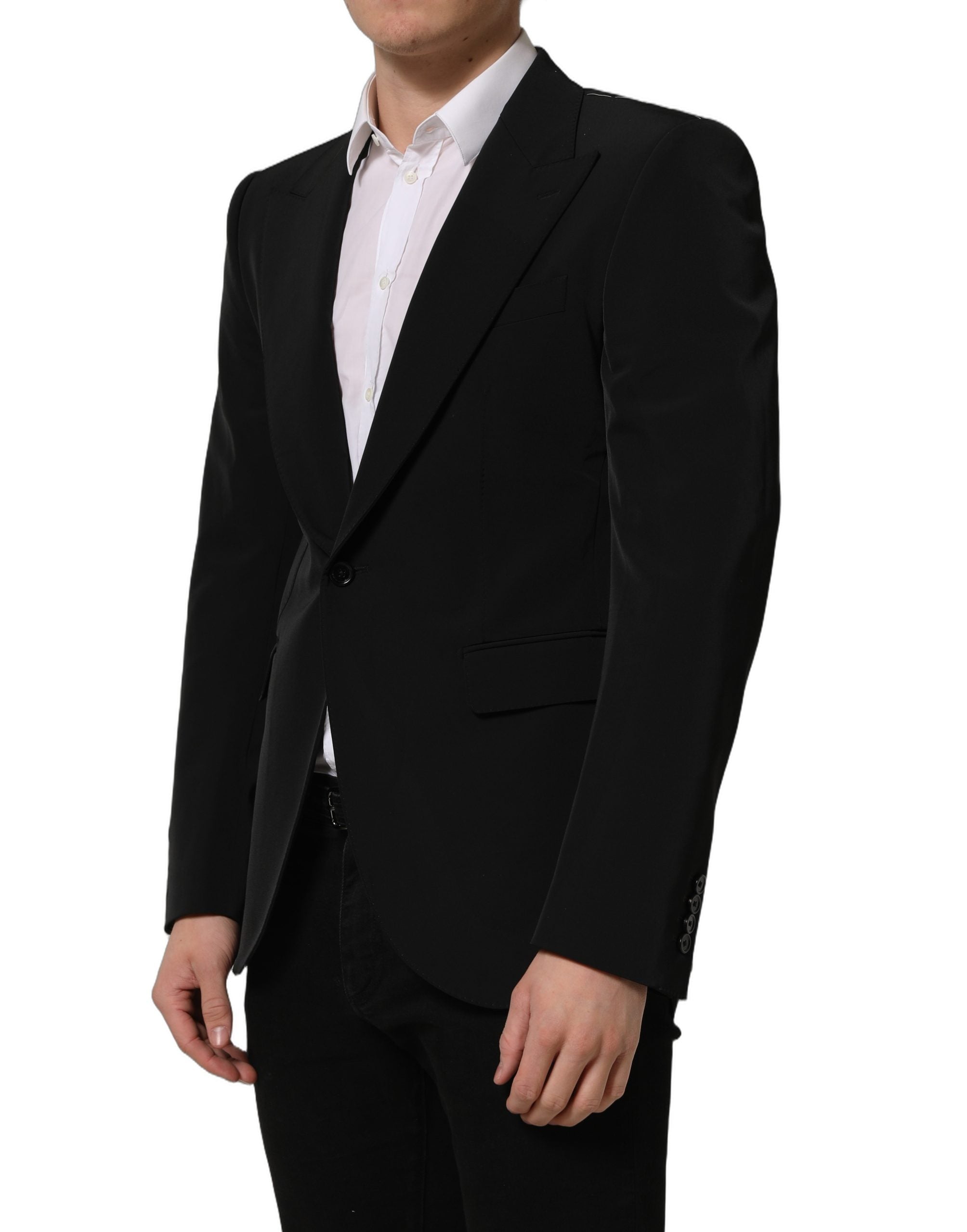 Dolce & Gabbana Black Single Breasted One Button Coat Blazer
