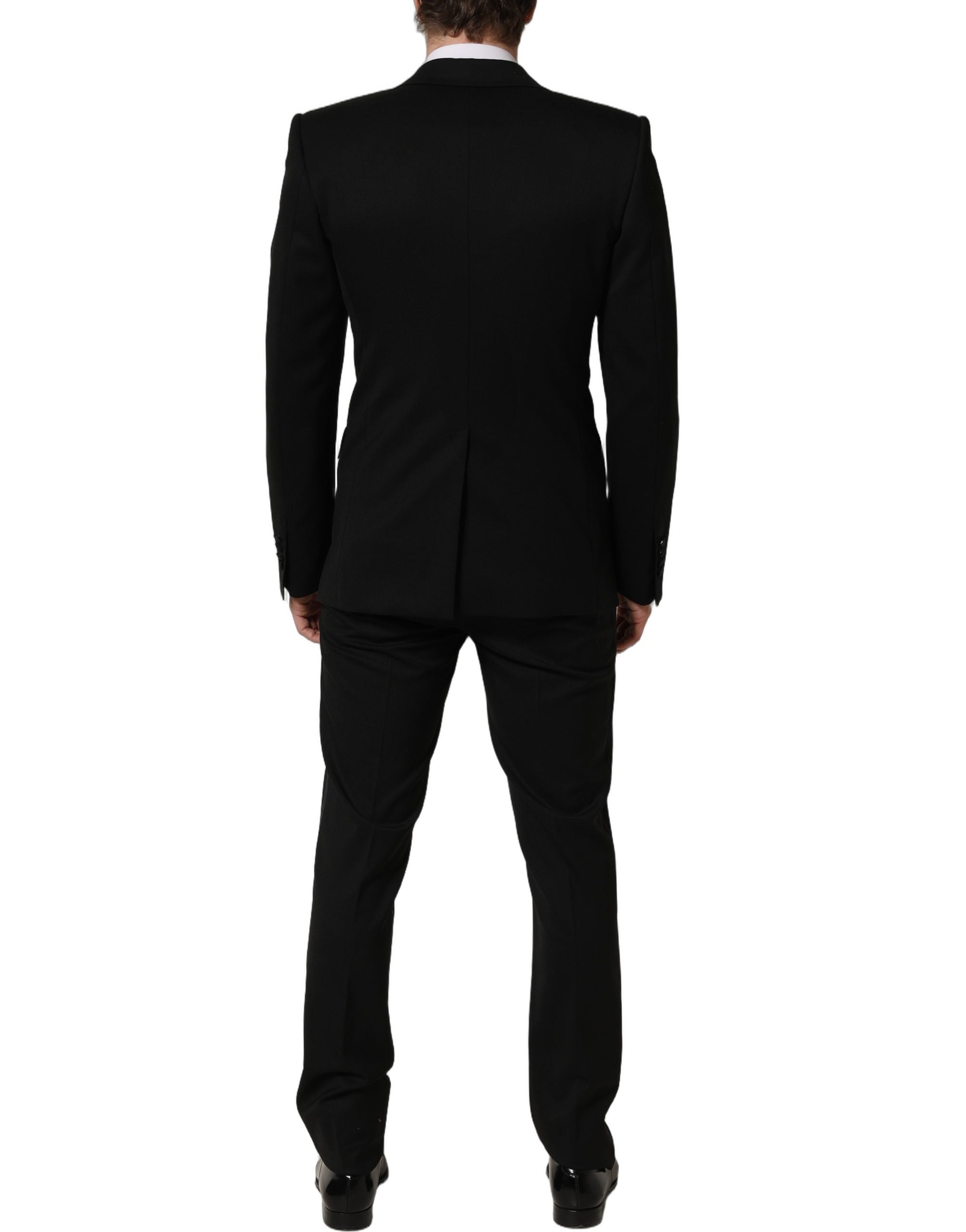 Pre-Owned Dolce & Gabbana Black Wool Slim Fit Formal 3 Piece Men Suit