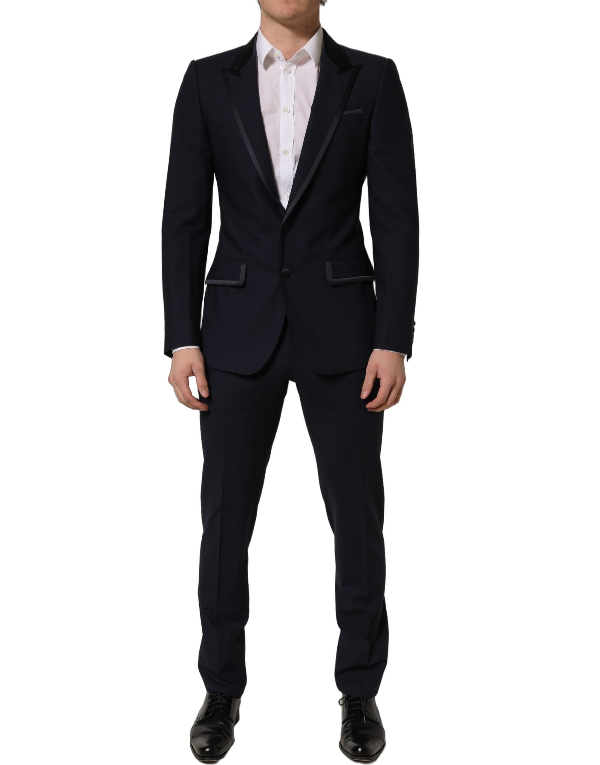 Dolce & Gabbana Dark Blue Wool Slim Fit Formal 2 Piece Men Suit