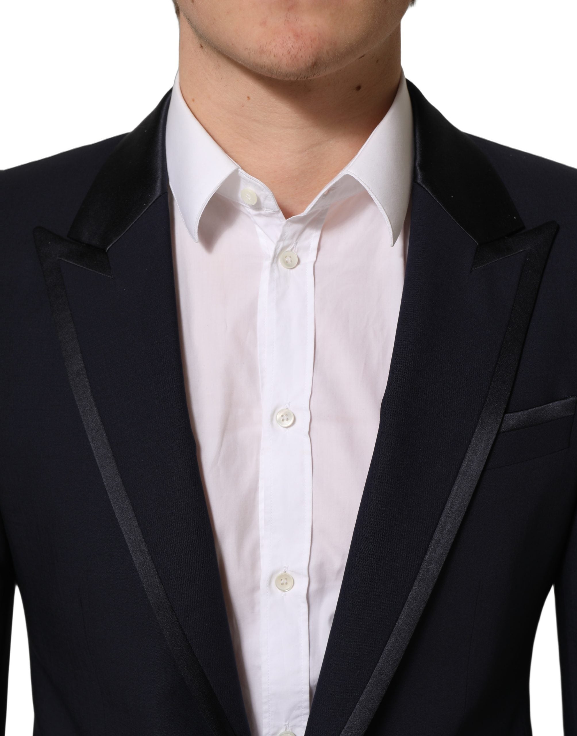 Pre-Owned Dolce & Gabbana Dark Blue Wool Slim Fit Formal 2 Piece Men Suit