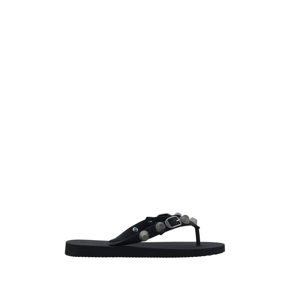 Balenciaga Black Polyurethane Flip-Flop Sandals
