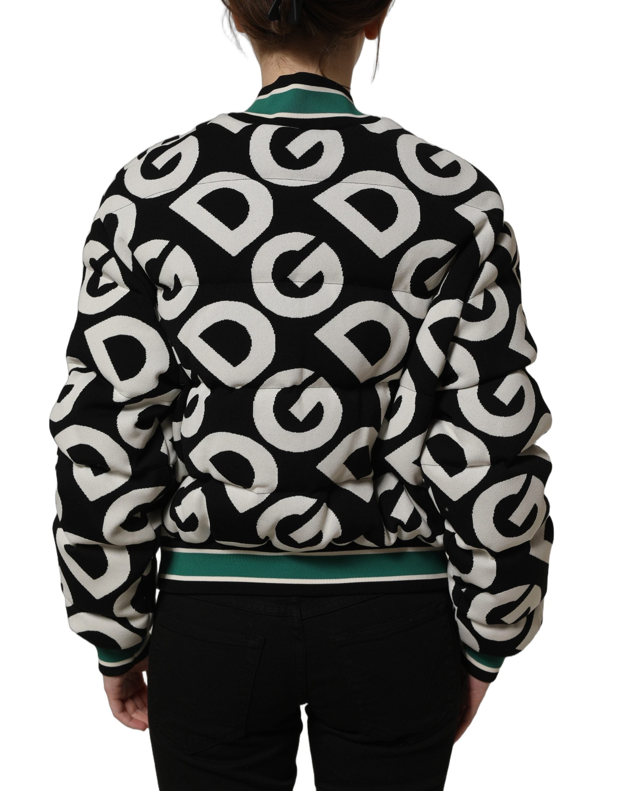 Dolce & Gabbana Multicolor Logo Full Zip Bomber Jacket