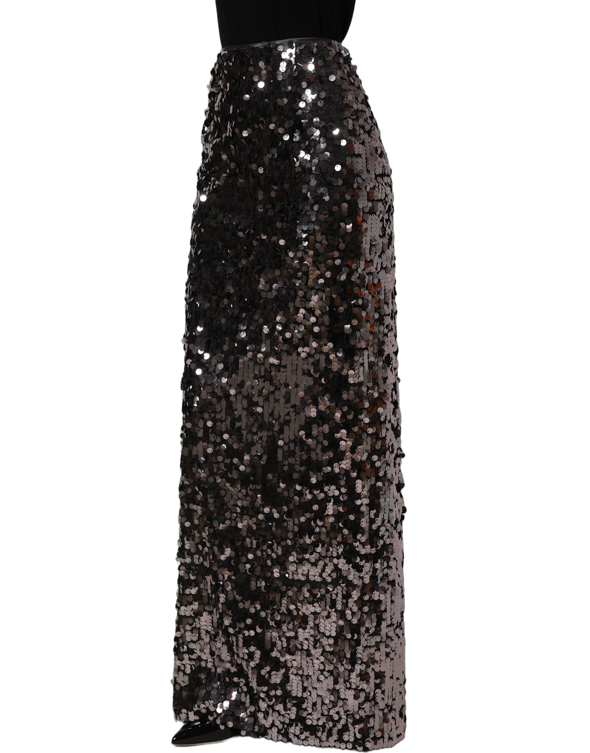 Dolce & Gabbana Brown Sequinned Embellished Pencil Cut Skirt