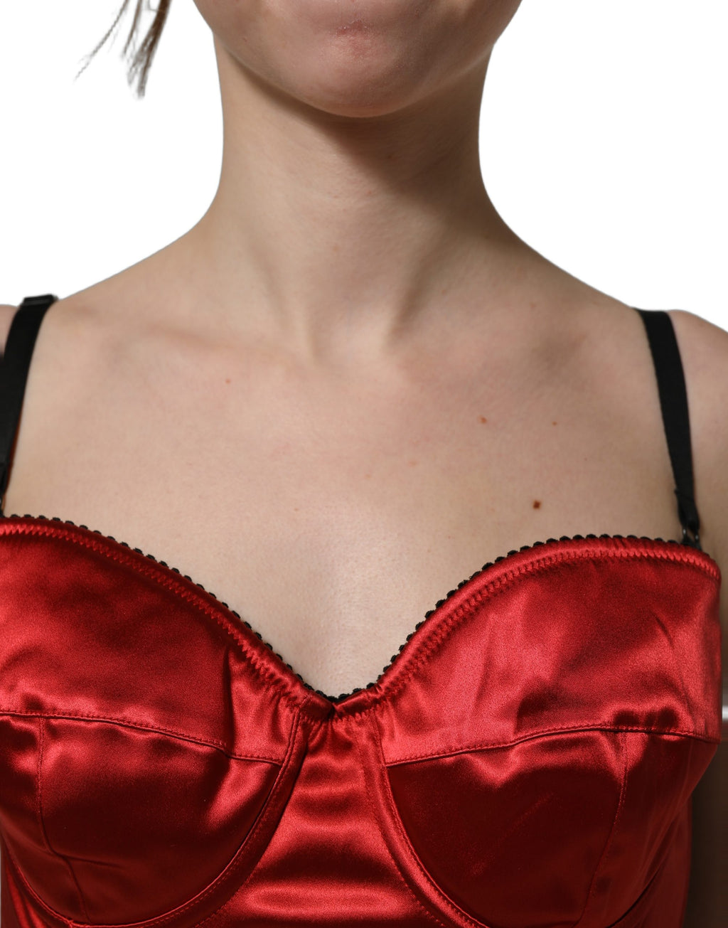 Dolce & Gabbana Red Satin Bustier Cropped Tank Top