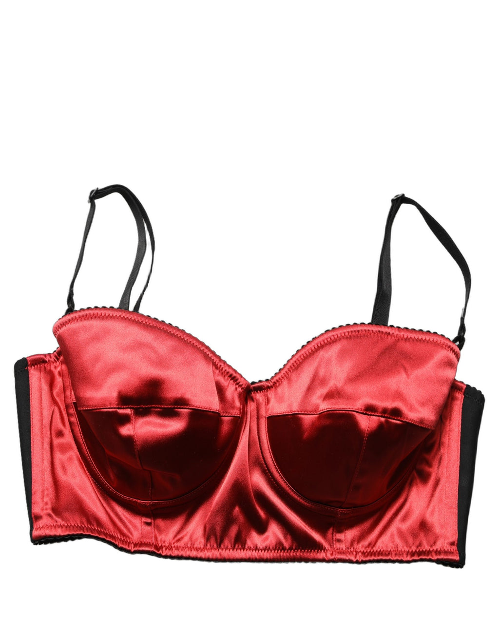 Dolce & Gabbana Red Satin Bustier Cropped Tank Top