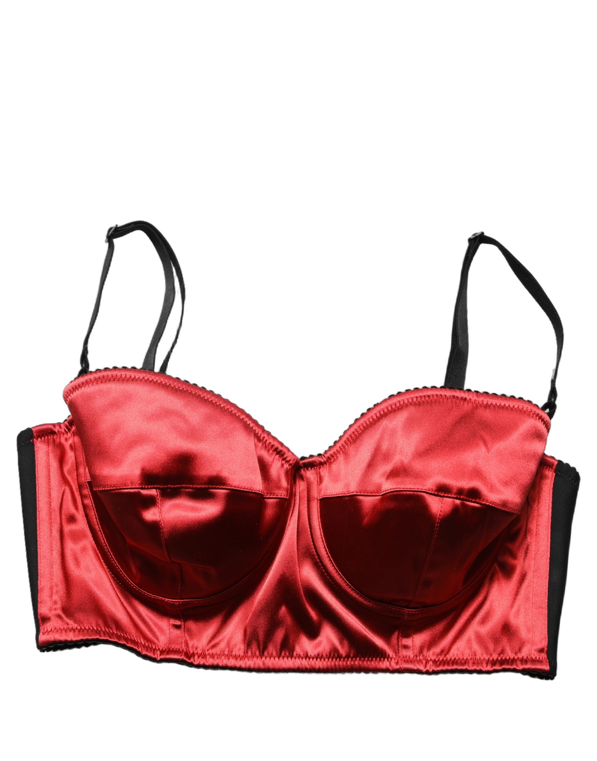 Dolce & Gabbana Red Satin Bustier Cropped Tank Top