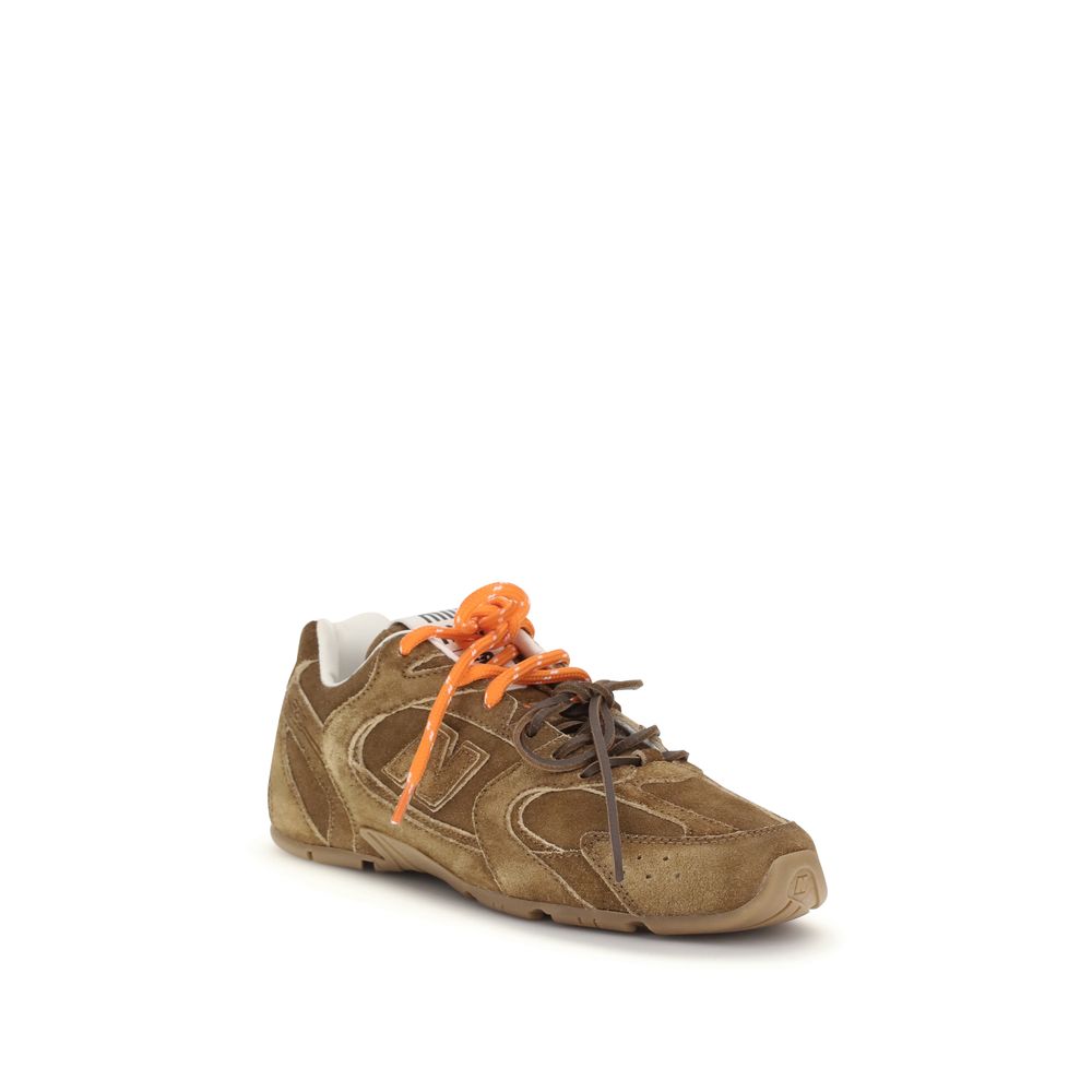 Miu Miu Brown Leather Athletic Sneakers