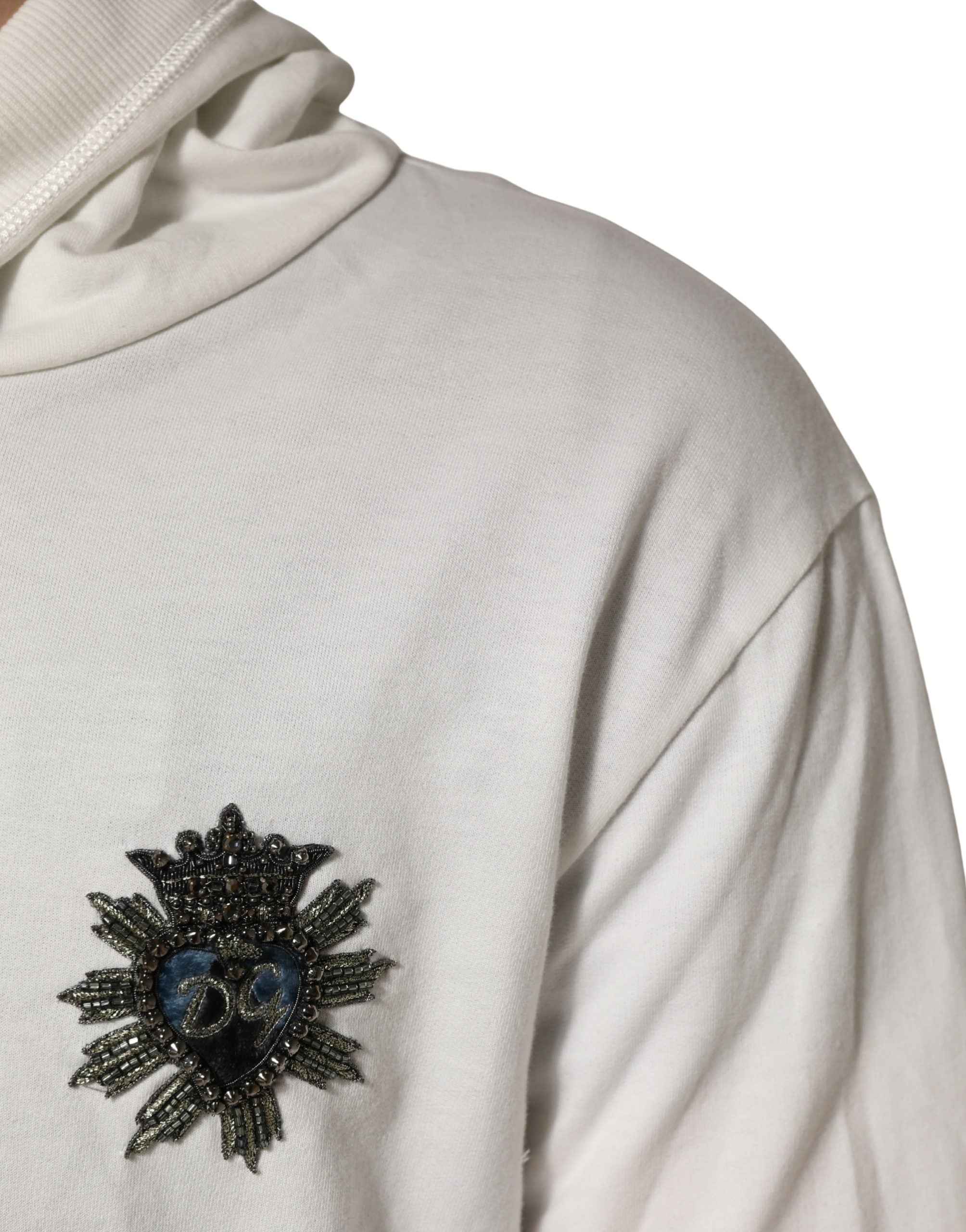 Dolce & Gabbana White Cotton Hooded Sweatshirt Sweater