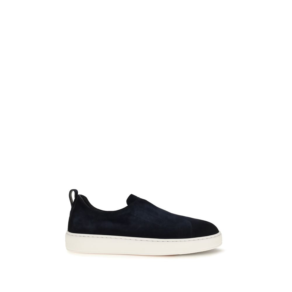 Santoni Blue Leather Sneakers