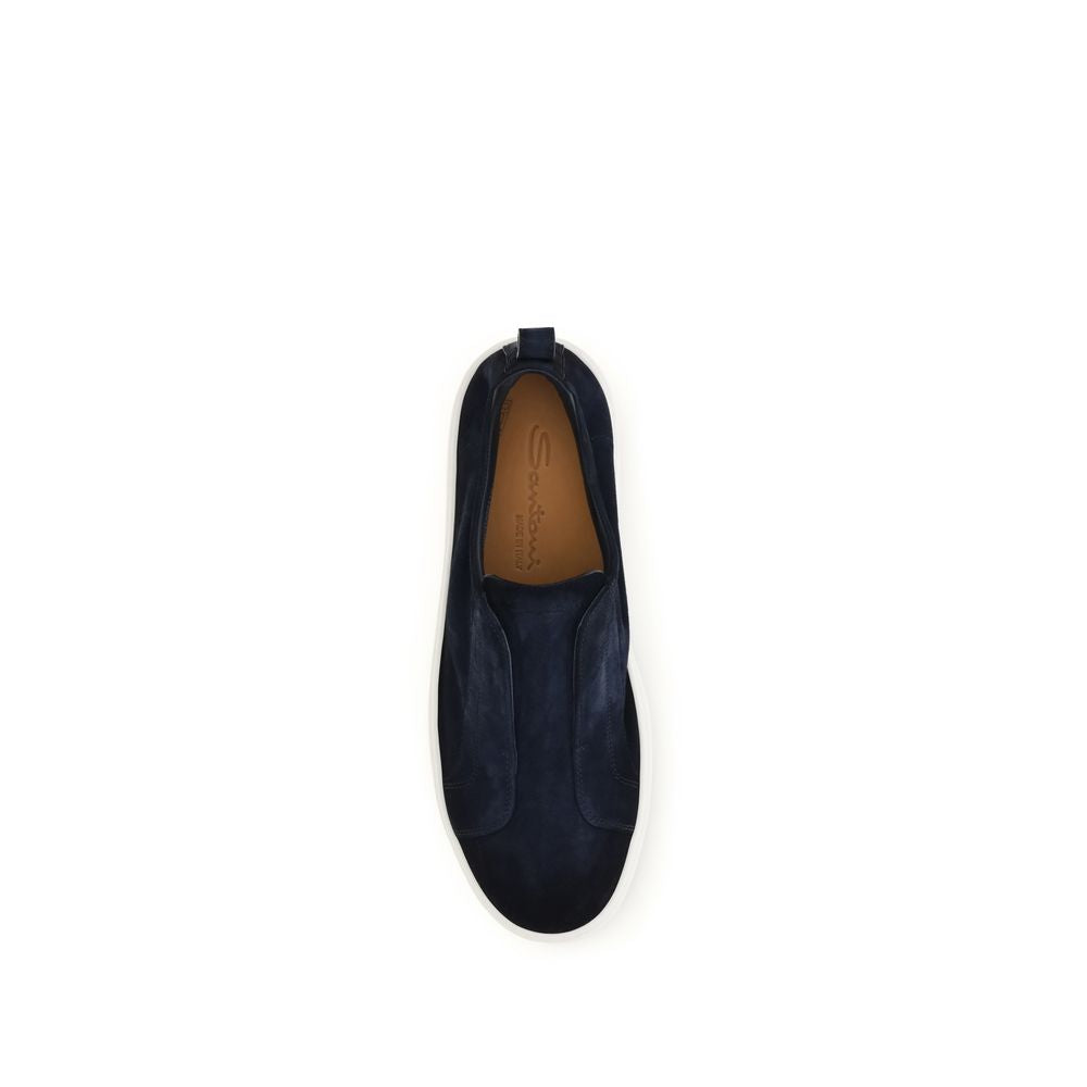 Santoni Blue Leather Sneakers