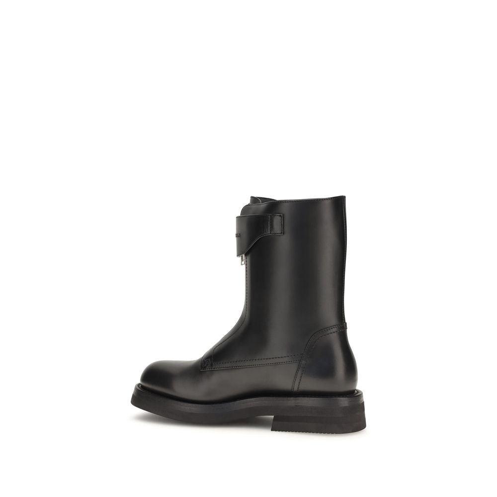 Alexander McQueen Black Leather Lace-Up Boots