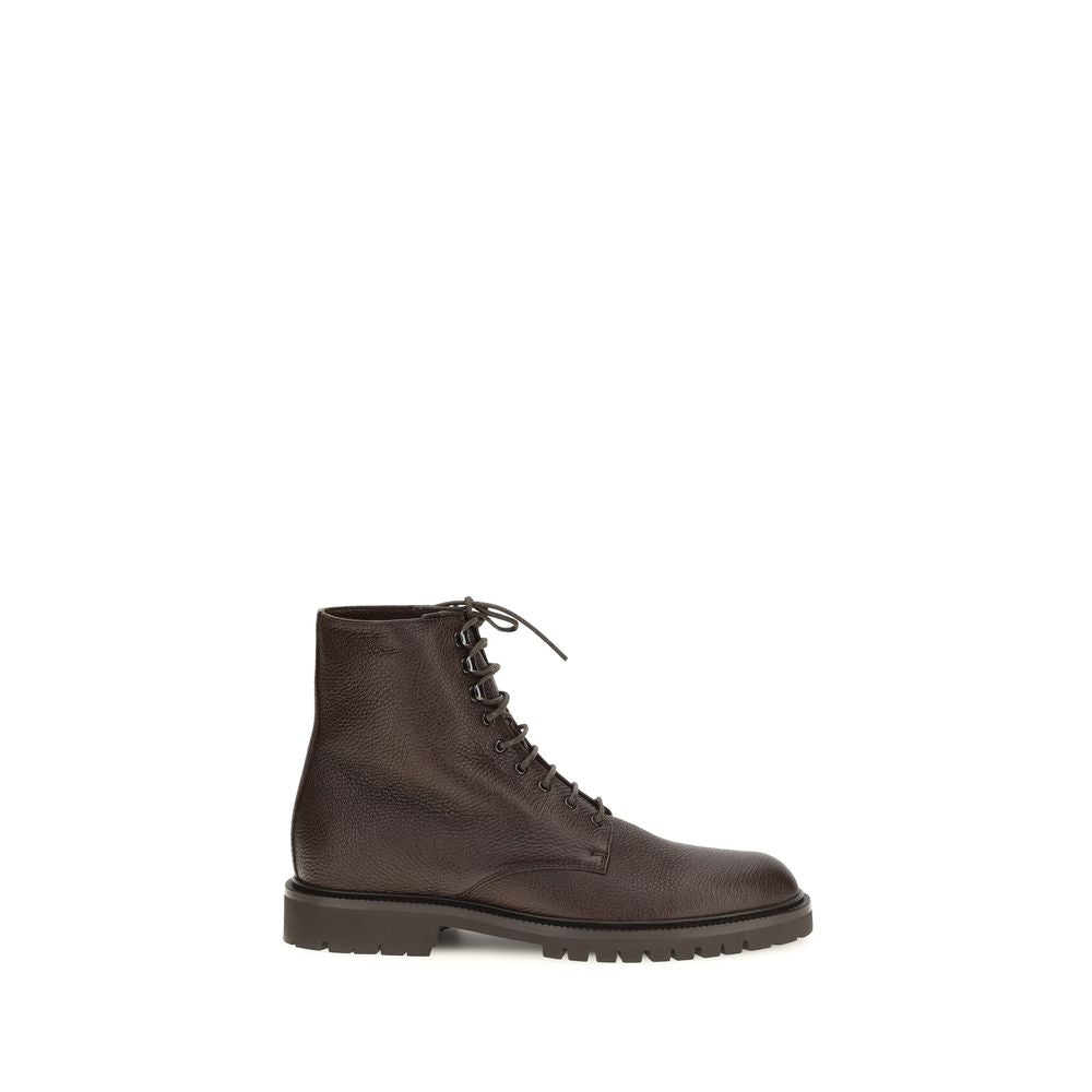 Brunello Cucinelli Brown Leather Lace-Up Boots