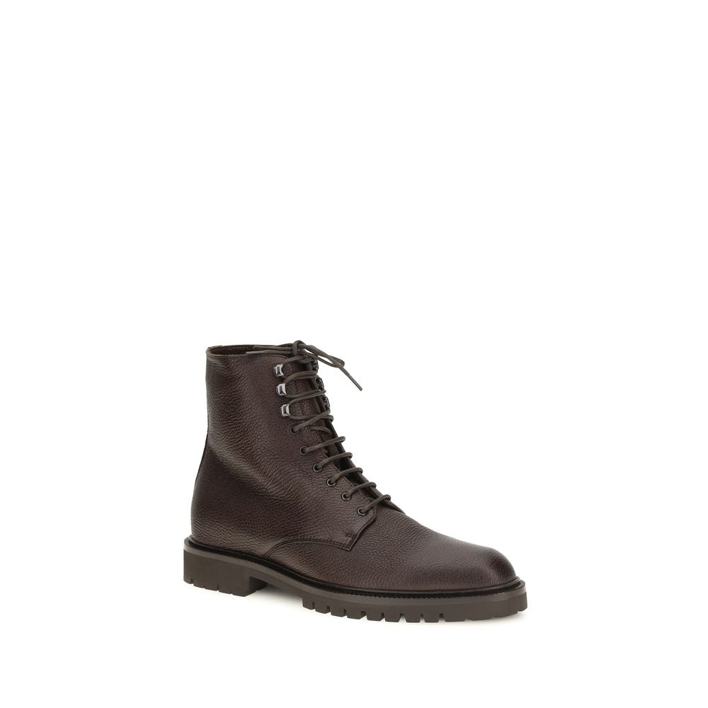 Brunello Cucinelli Brown Leather Lace-Up Boots