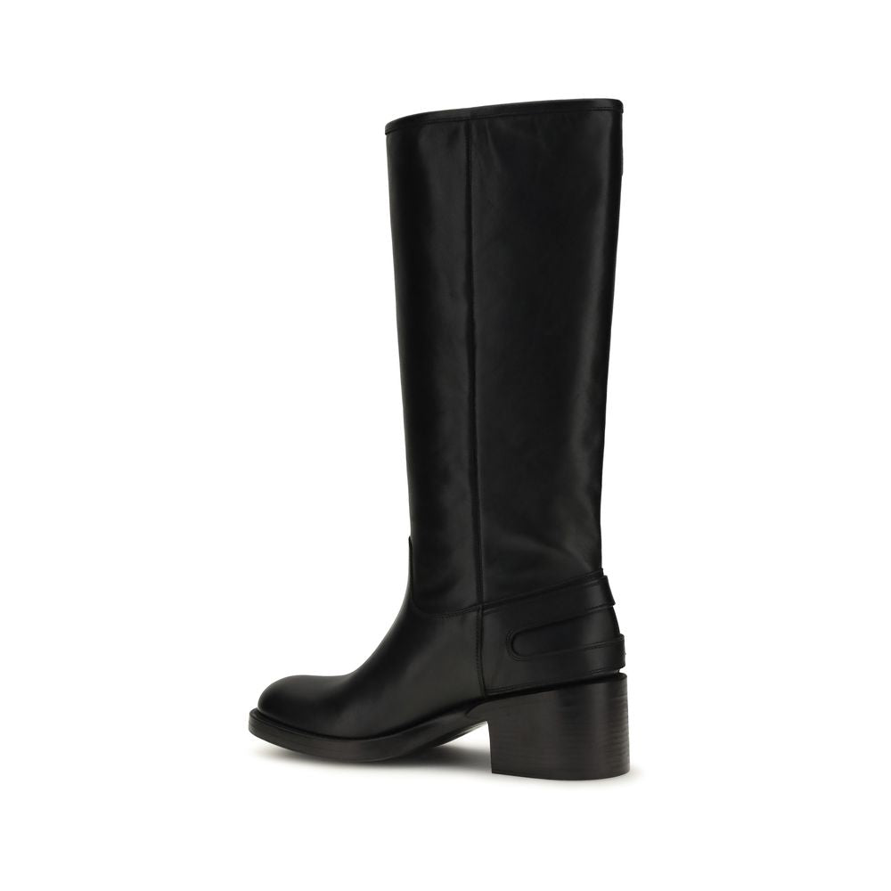 Chloé Black Leather Flat Boots