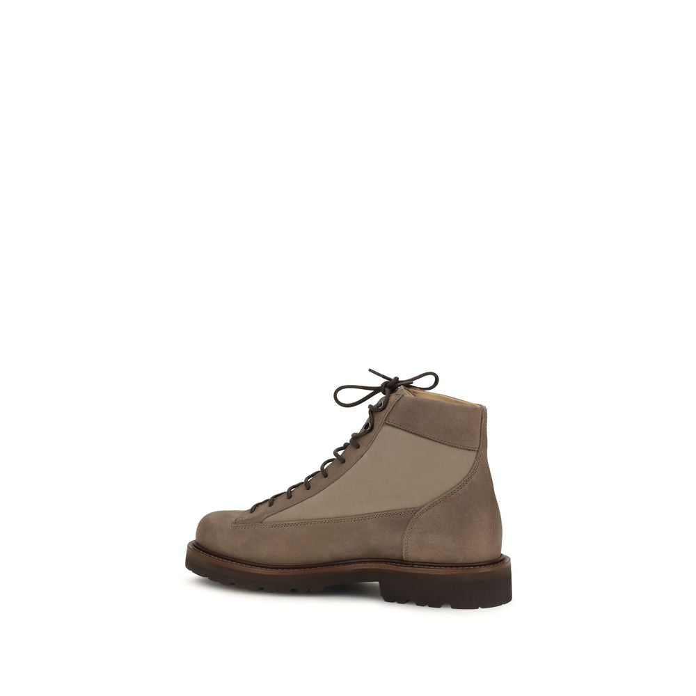 Brunello Cucinelli Brown Leather Lace-Up Boots