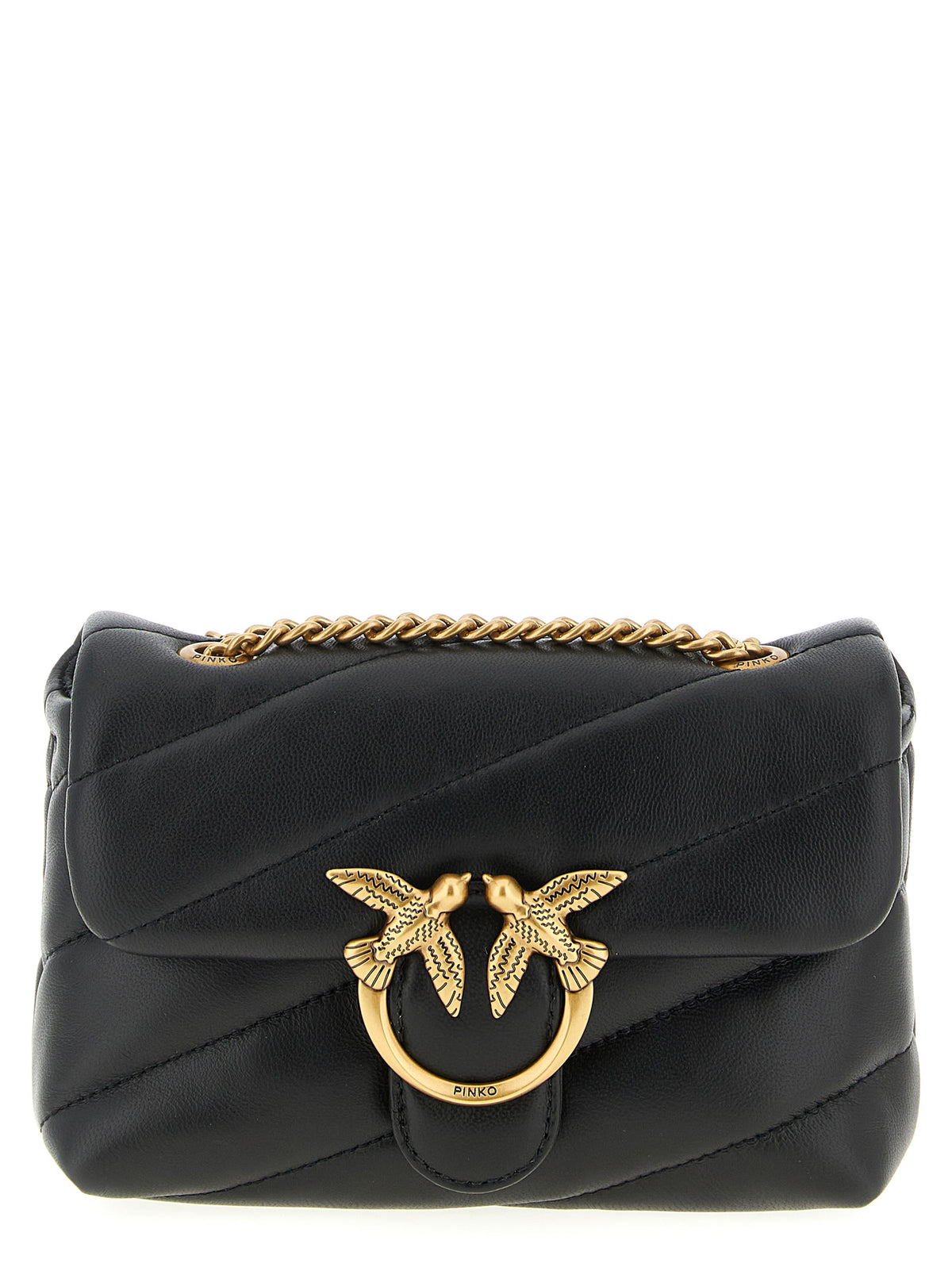 PINKO Black Leather Crossbody Bag