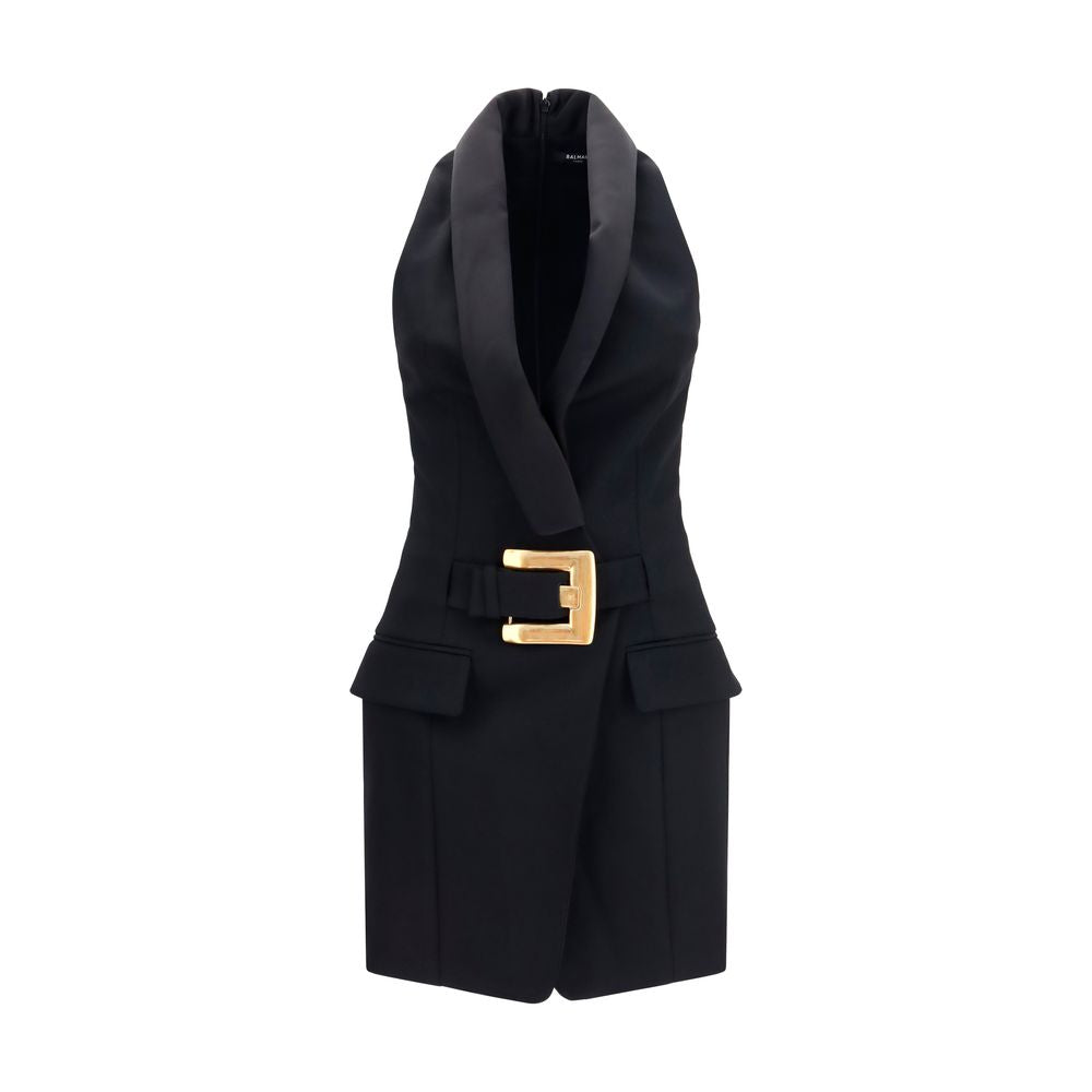 Balmain Black Wool Casual Dress