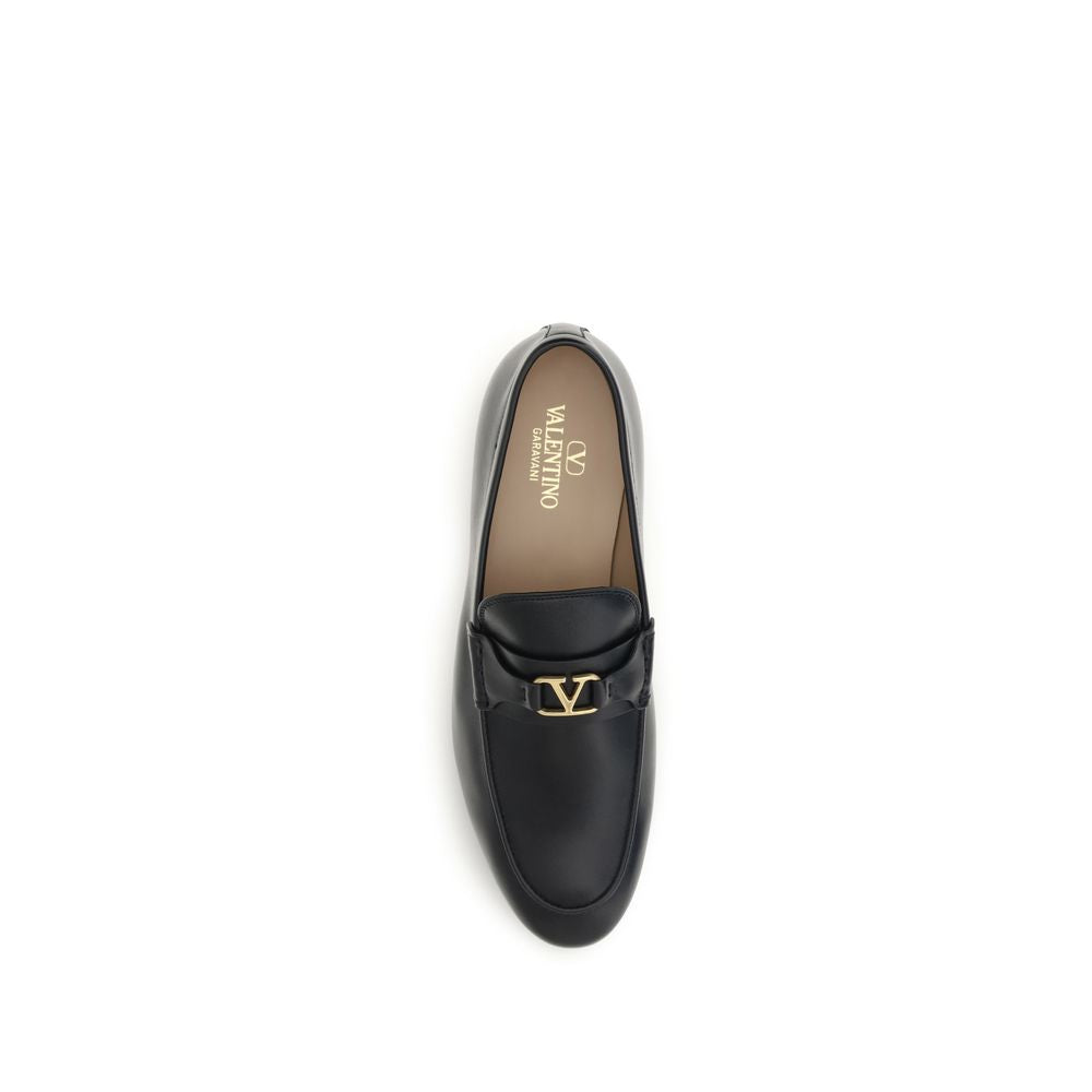 Valentino Garavani Black Leather Slip-On Loafers