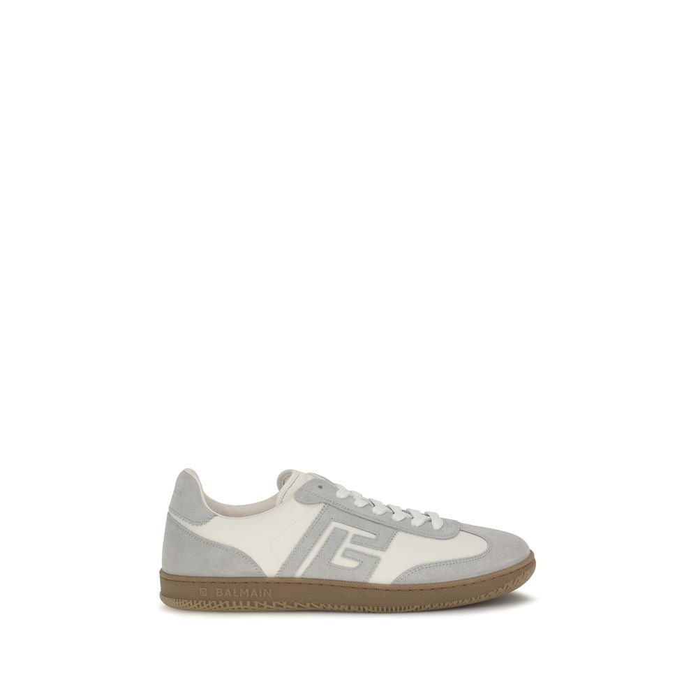 Balmain White Leather Athletic Sneakers