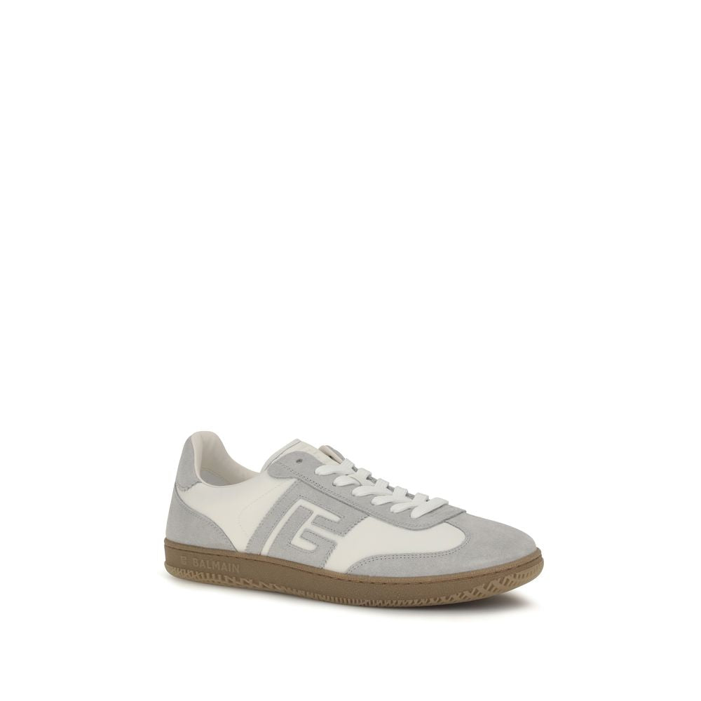 Balmain White Leather Athletic Sneakers