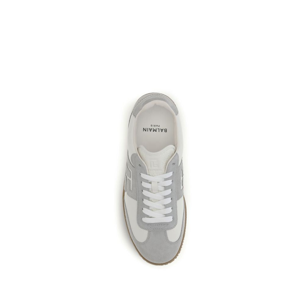 Balmain White Leather Athletic Sneakers