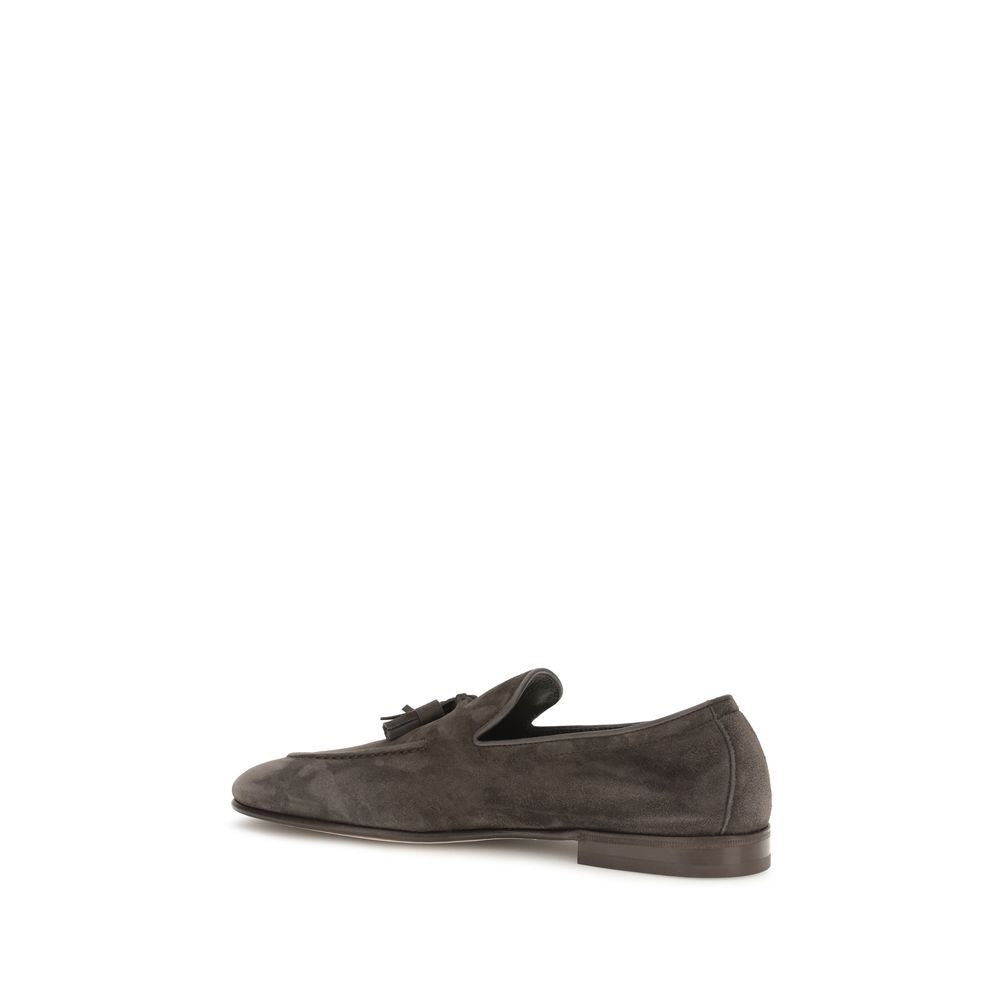 Brunello Cucinelli Beige Leather Slip-On Loafers