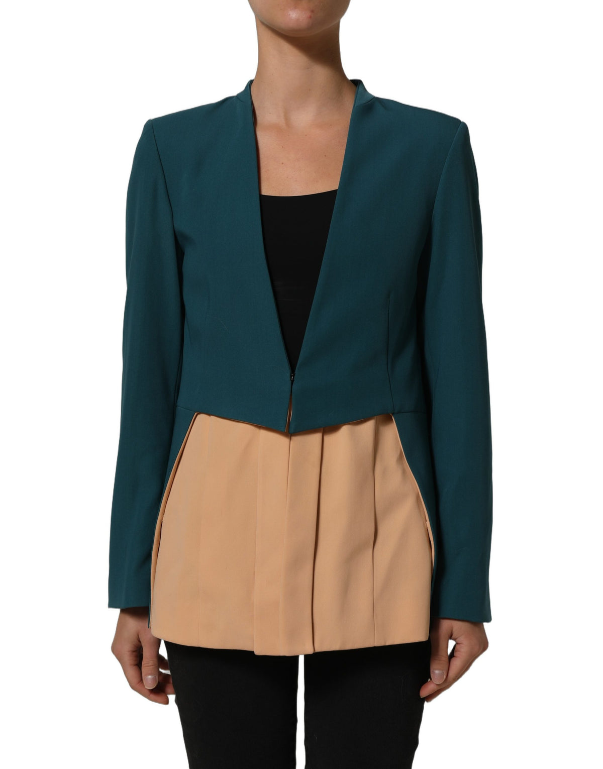 CO|TE Dark Green Beige Overcoat Women Blazer Jacket