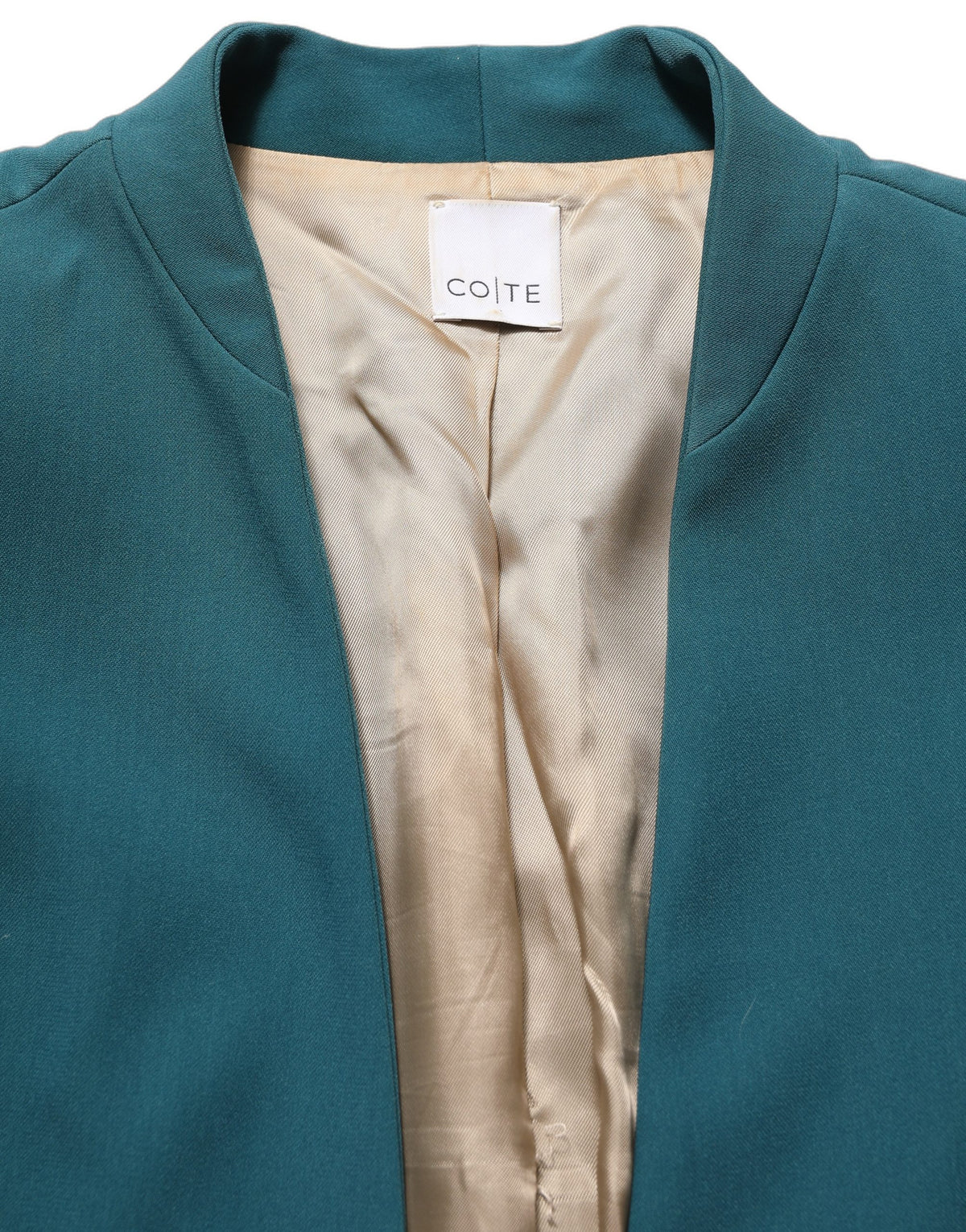 CO|TE Dark Green Beige Overcoat Women Blazer Jacket