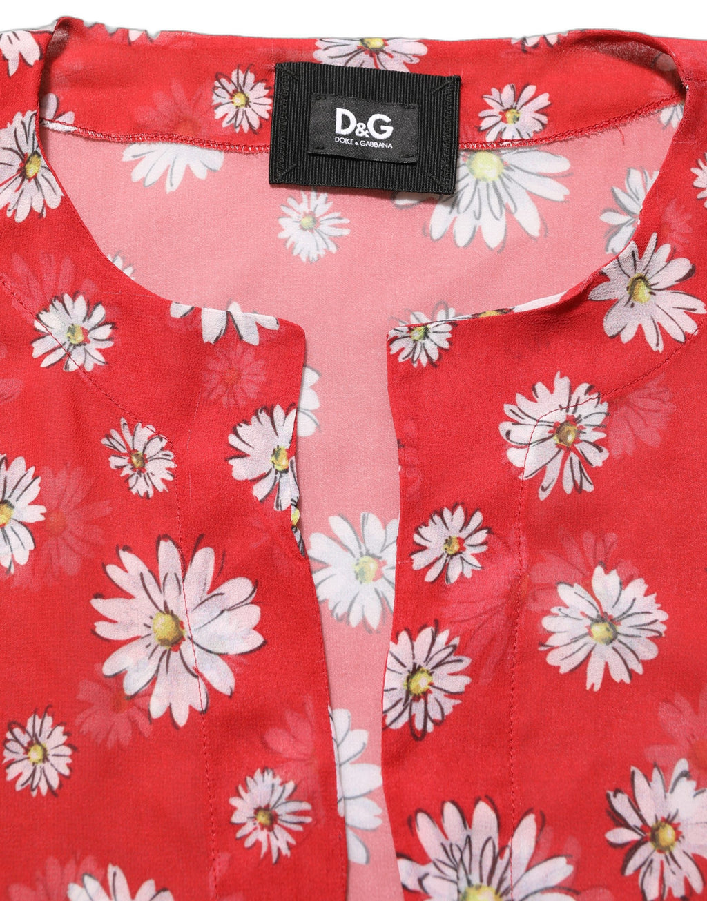 Dolce & Gabbana Red Floral V-neck Kaftan Blouse Top