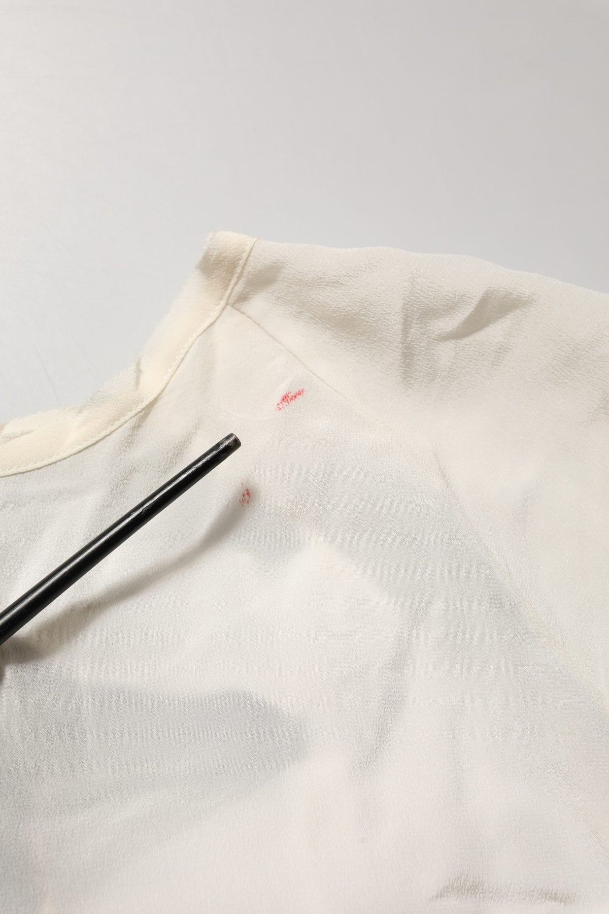 PINKO Off White Silk Sheer Round Neck Short Sleeves Blouse Top