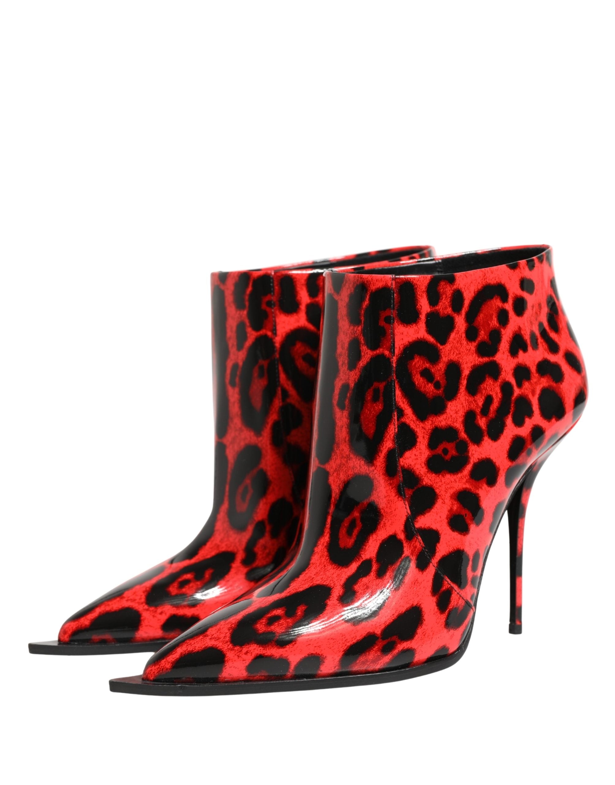 Dolce & Gabbana Red Leopard Cardinale Ankle Boots Shoes