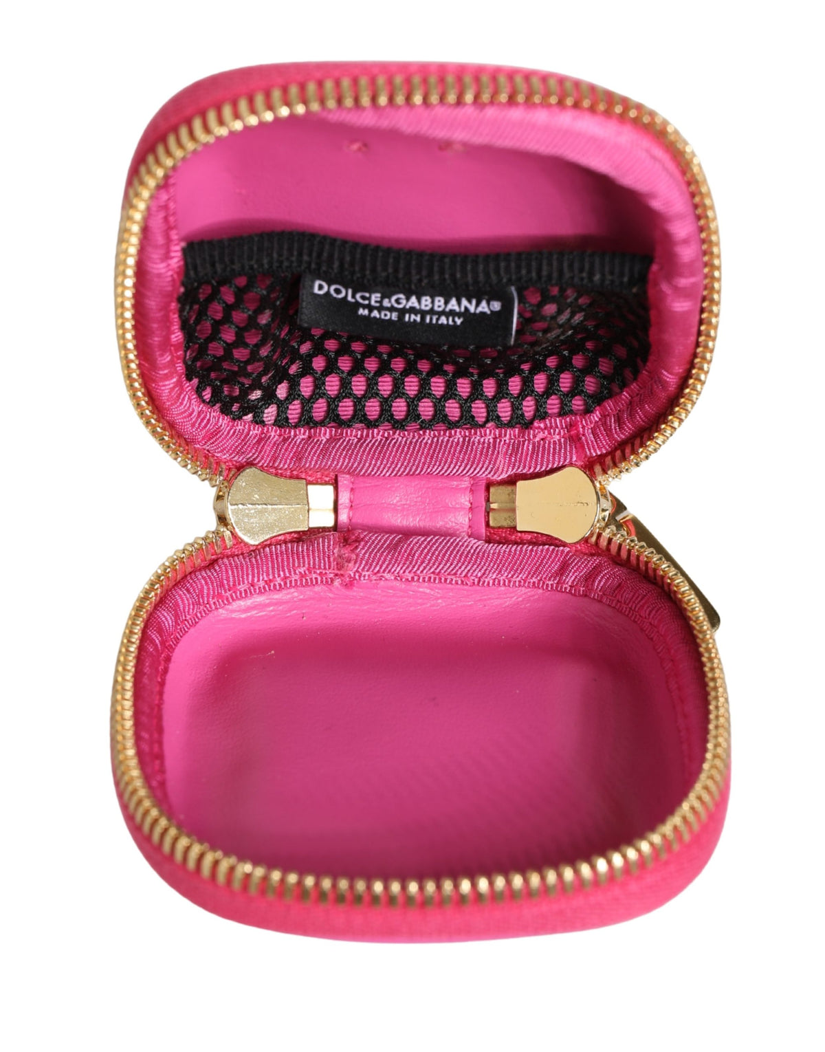 Dolce & Gabbana Pink Leather Embossed Logo Holder Airpod Case